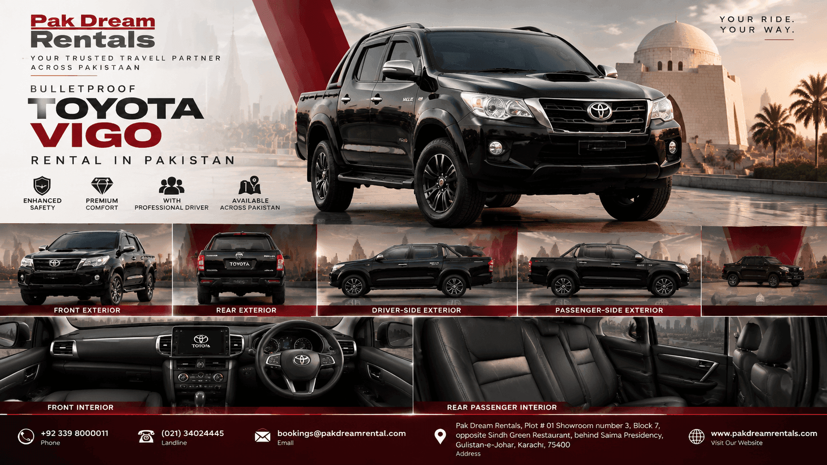 Bulletproof Toyota Vigo for Rent in Pakistan | Pak Dream