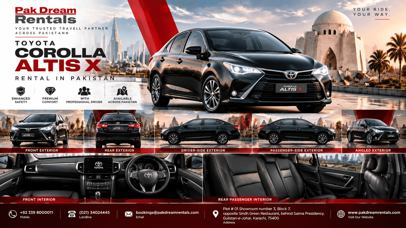 Toyota Corolla Altis X Rental Pakistan | Pak Dream Rentals - Image 1