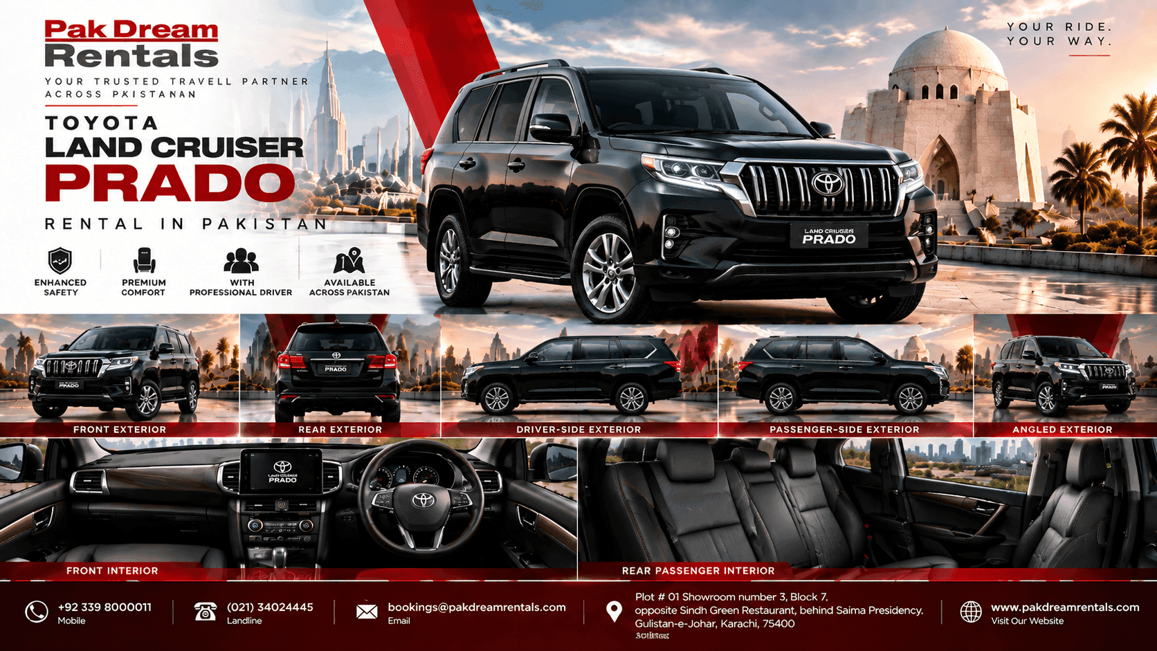 Toyota Land Cruiser Prado Rental Pakistan | Luxury SUV Hire With Driver - Image 1