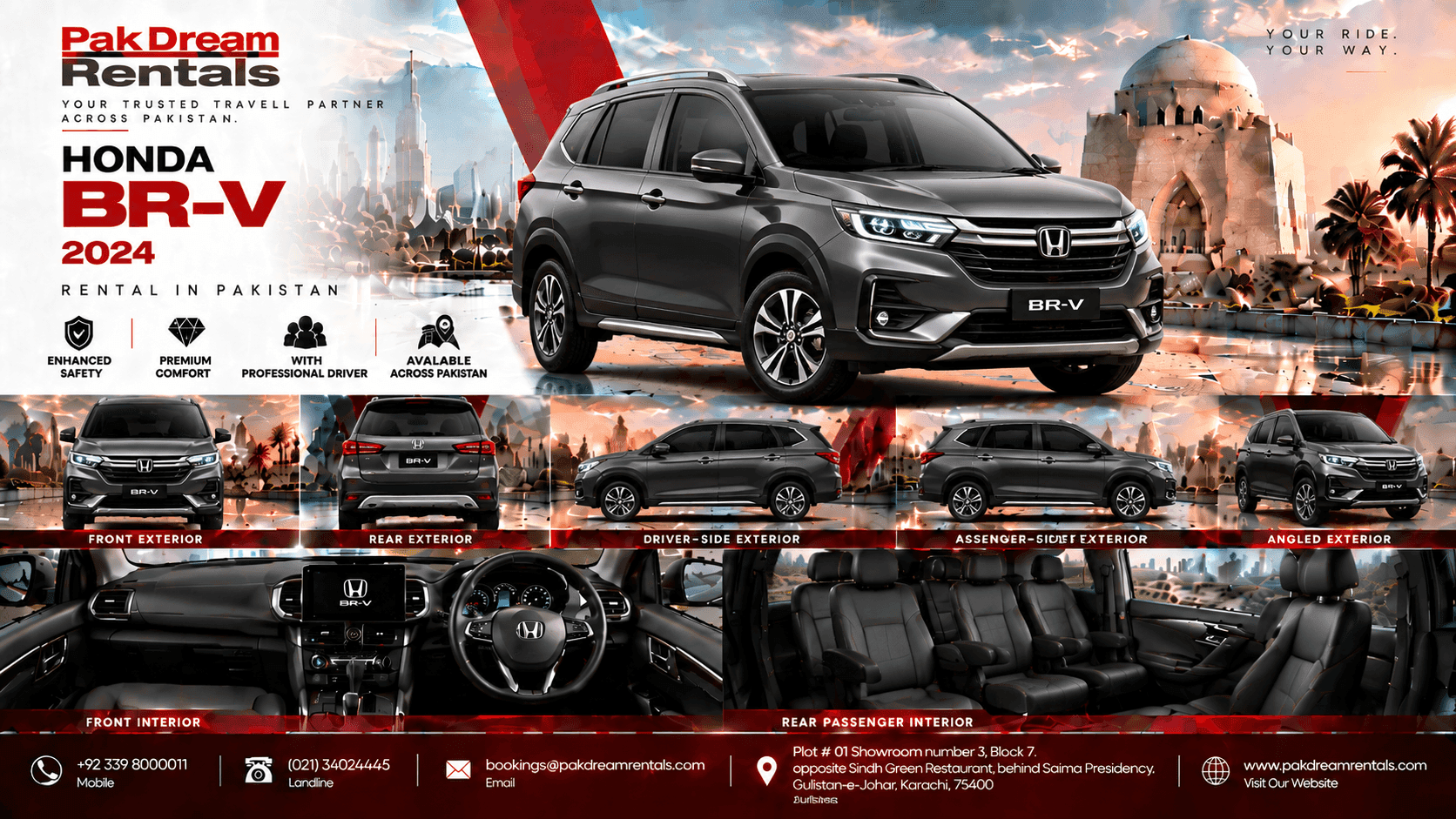 Honda BR-V Rental Pakistan | 7 Seater Car Rental With Driver - Image 1