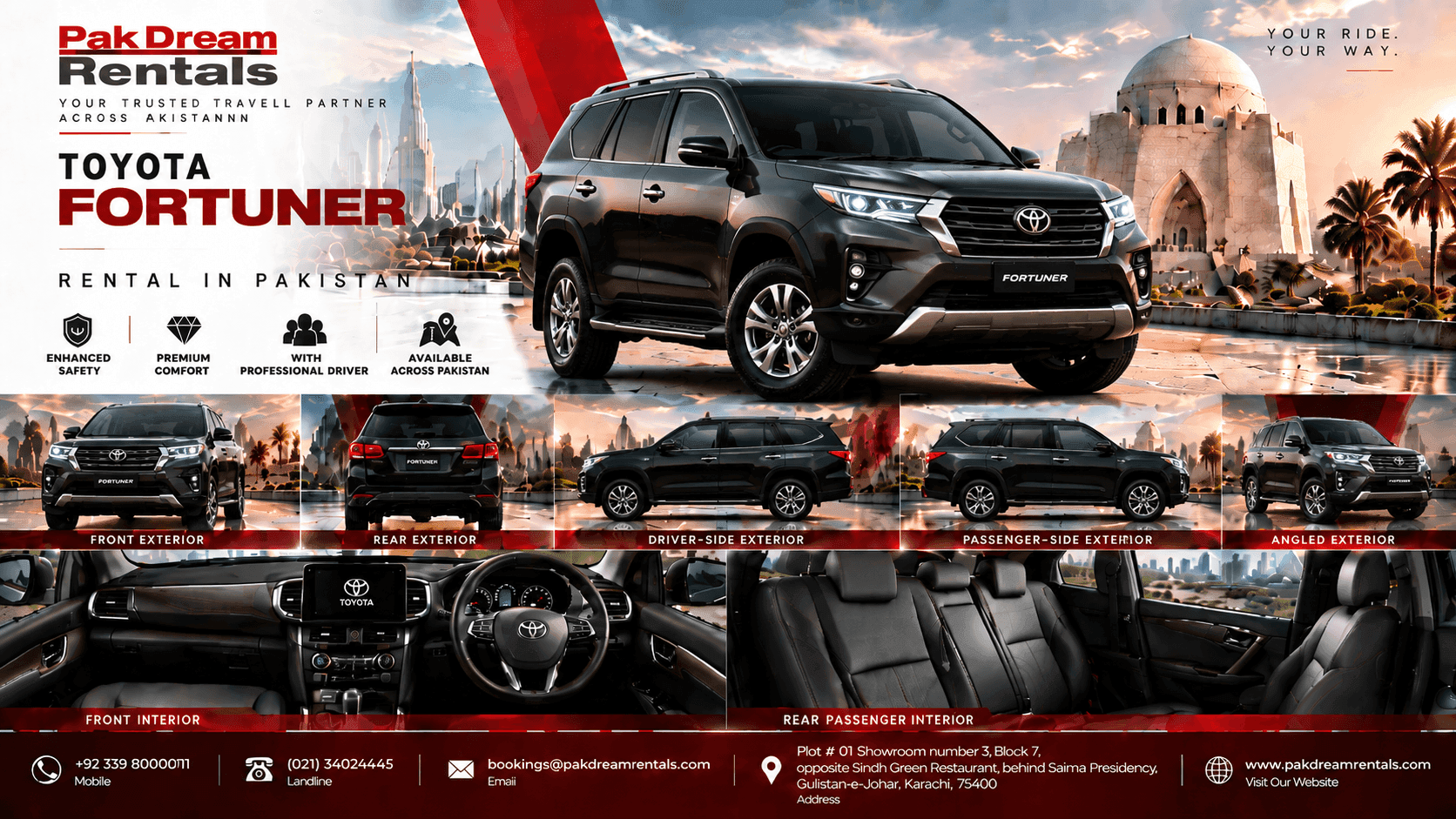 Toyota Fortuner Rental Pakistan | SUV Car Rental With Driver - Image 1