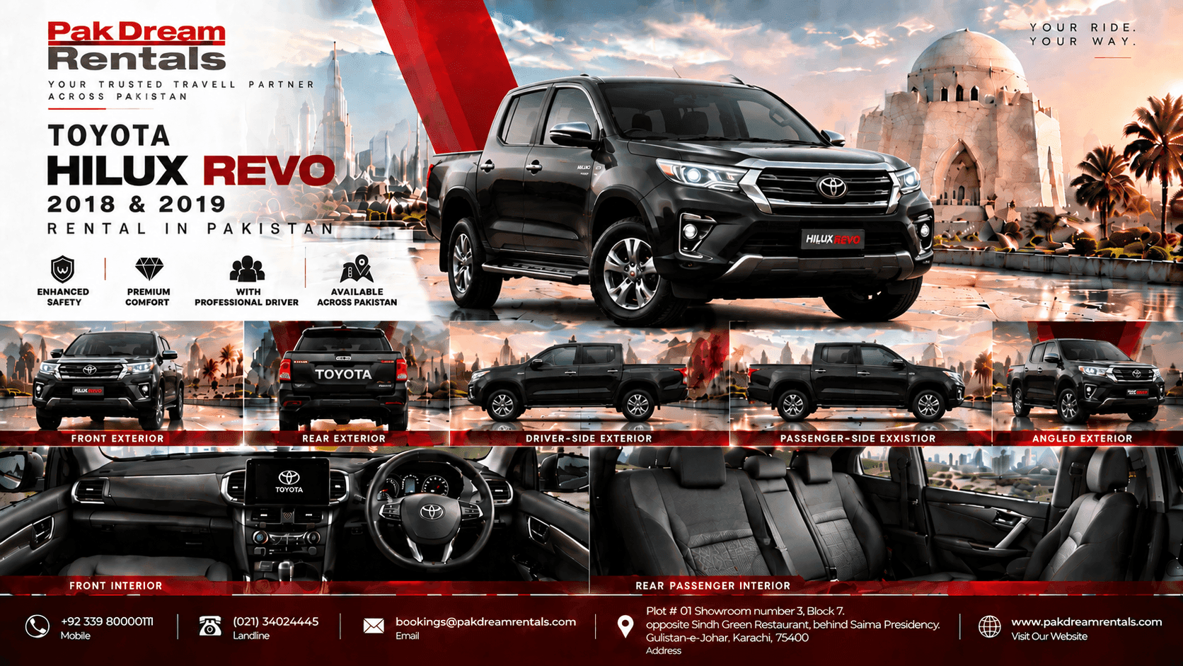 Toyota Hilux Revo 2018 & 2019 Rental Pakistan | Pickup With Driver - Image 1