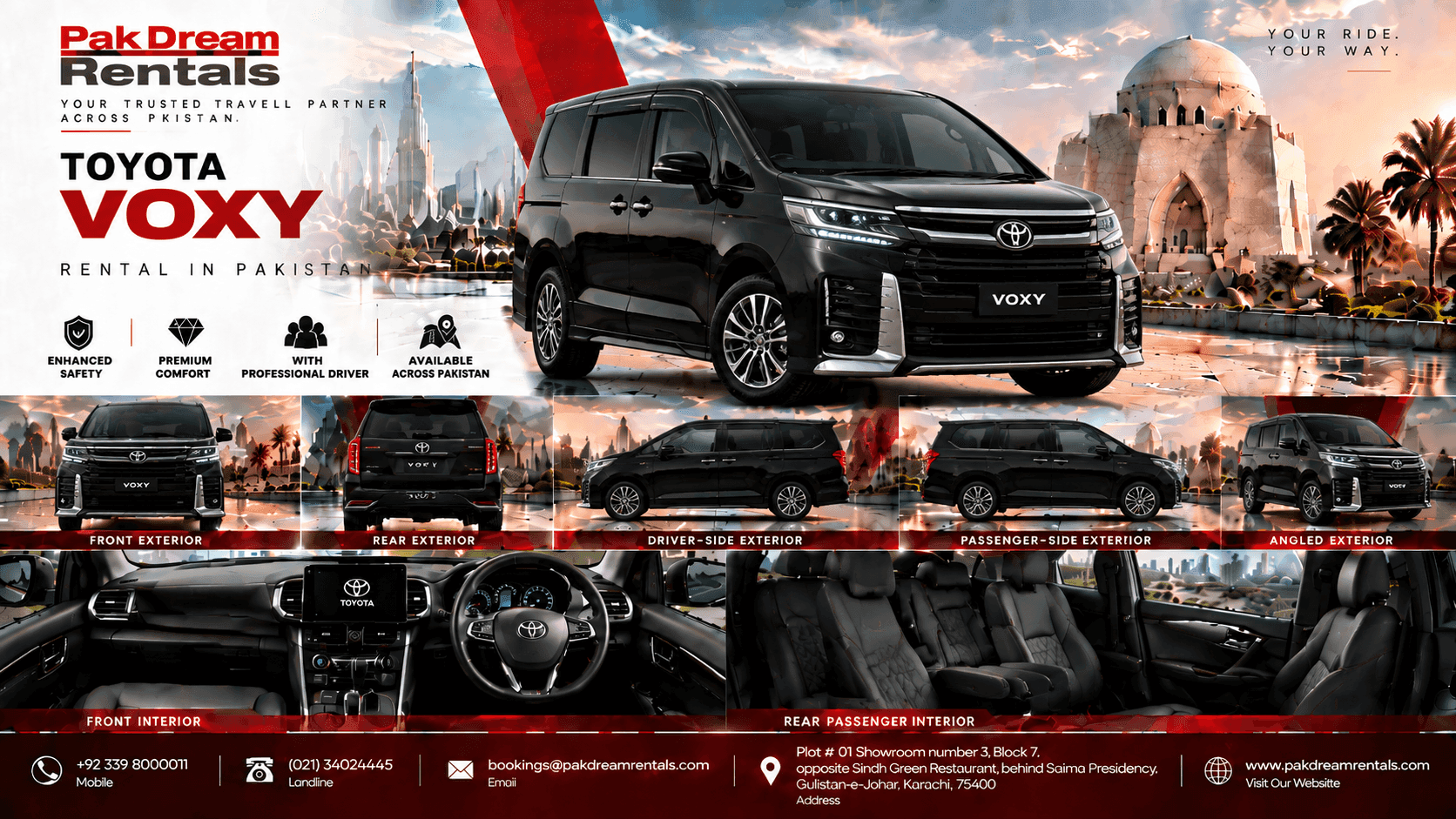 Toyota Voxy Rental Pakistan | Premium 7 Seater Car Rental Service - Image 1